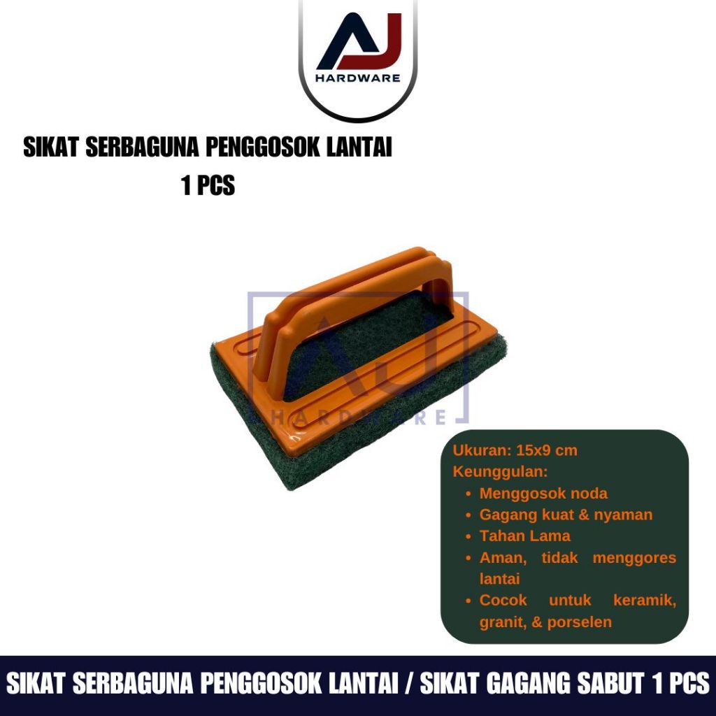 Sikat Gagang Sabut Tebal 15x9 cm 1 PCS Alat Penggosok Lantai Kamar Mandi, Daya Gosok Kuat & Bersih, Aman untuk Keramik & Granit
