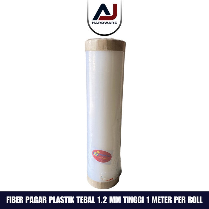 Penutup Pagar Rumah Fiber Garis Plastik Tebal 1.2 MM Tinggi 1 M Putih Per Roll