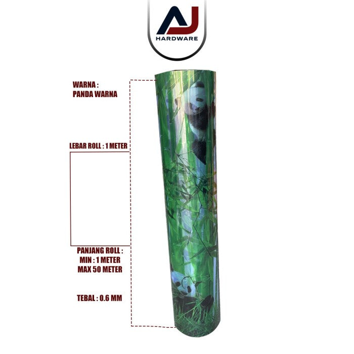 Penutup Pagar Rumah Fiber Motif Bambu Panda Warna Tebal 0.6 MM Meter