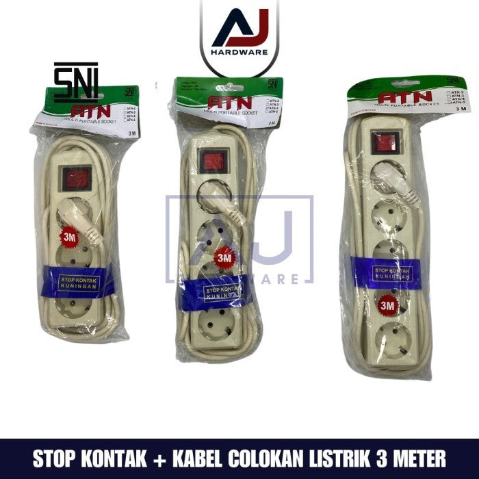 Stop Kontak + Kabel 4 Lubang 5 Meter 5M Colokan Listrik Stopkontak Kabel