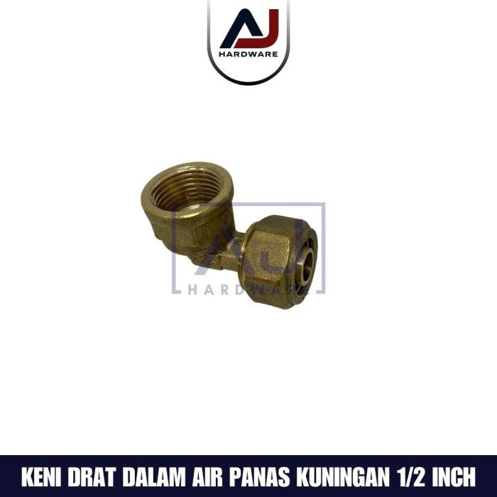Keni Drat Dalam Sambung Kuningan 1/2 Inch Fitting Sambungan Pipa Air Panas Kdd Sambung Instalasi Air Panas 1/2 Inch