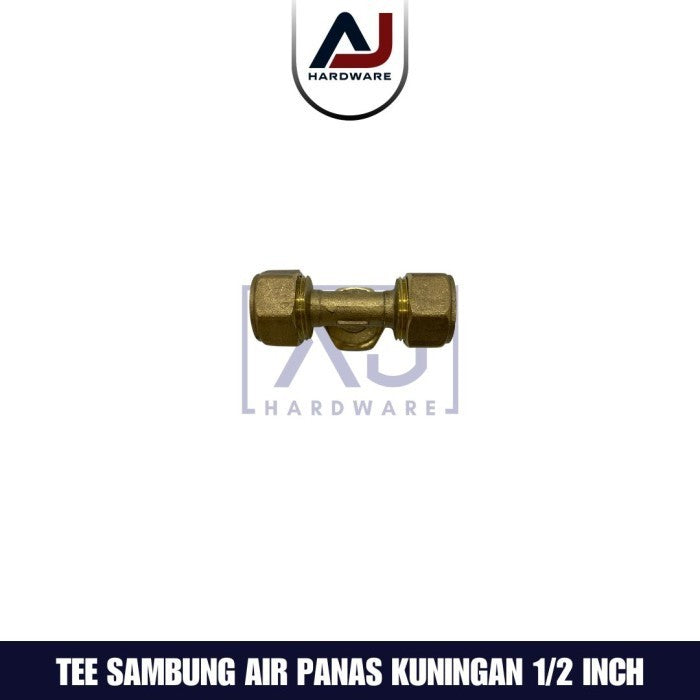 Tee Sambung Kuningan 1/2 Inch Fitting Sambungan Pipa Air Panas Tee Sambung Instalasi Air Panas 1/2 Inch