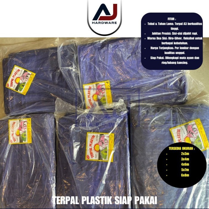 Terpal Plastik A3 3x4 Meter Kualitas Terbaik dengan Harga Pabrik Terpal Jadi untuk Kolam, Tenda, dan Proyek Outdoor