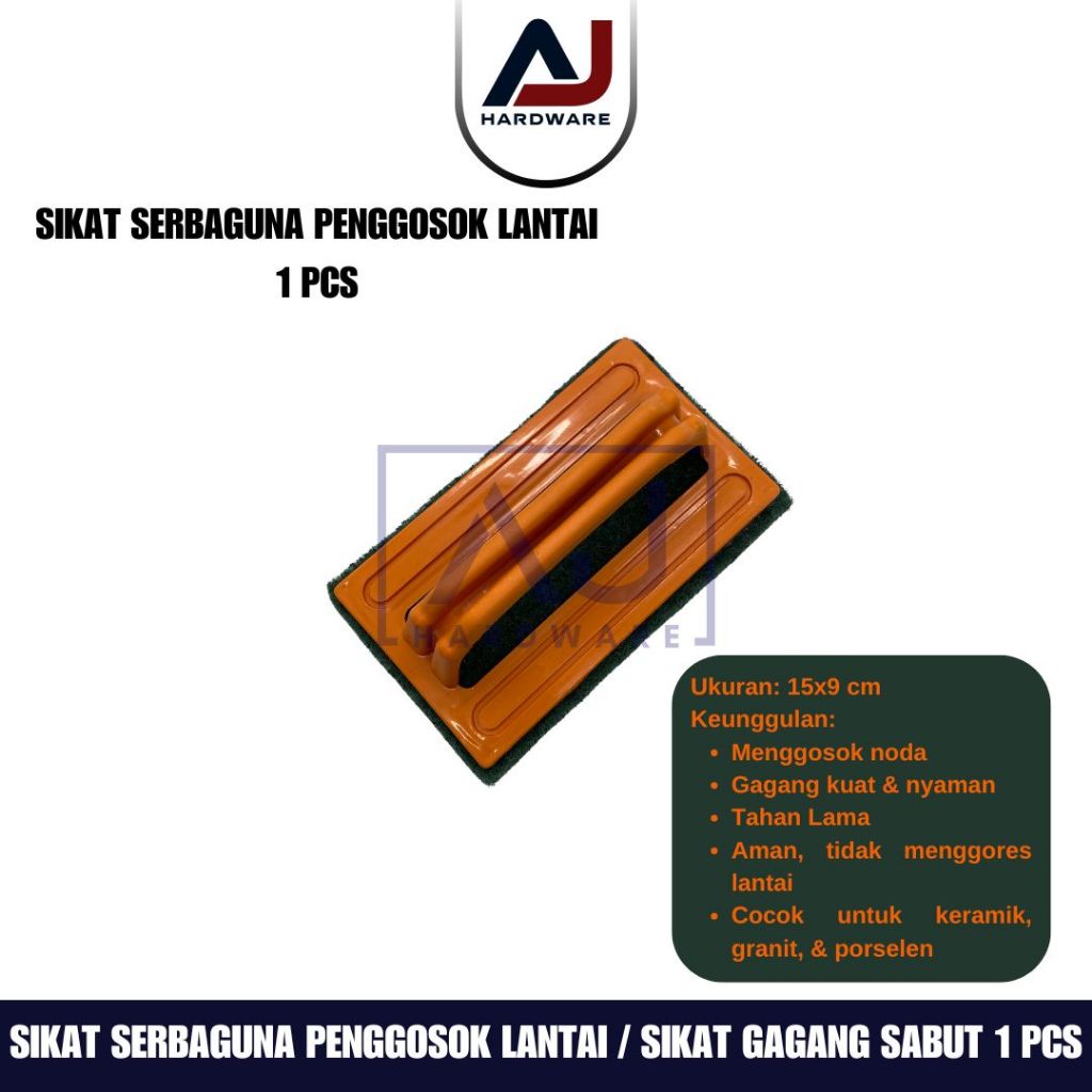 Sikat Gagang Sabut Tebal 15x9 cm 1 PCS Alat Penggosok Lantai Kamar Mandi, Daya Gosok Kuat & Bersih, Aman untuk Keramik & Granit