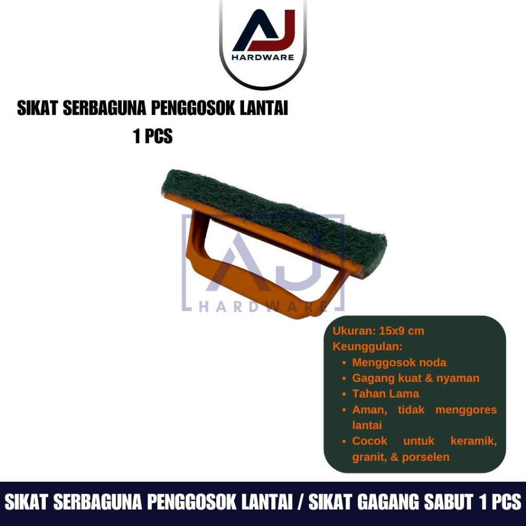 Sikat Gagang Sabut Tebal 15x9 cm 1 PCS Alat Penggosok Lantai Kamar Mandi, Daya Gosok Kuat & Bersih, Aman untuk Keramik & Granit