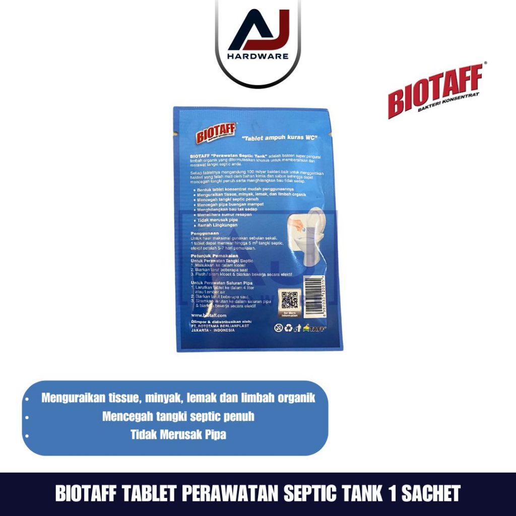 Biotaff Tablet Bakteri Konsentrat Perawatan Septic Tank WC Closet