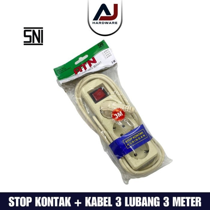 Stop Kontak + Kabel 3 Lubang 3 Meter 3M Colokan Listrik Stopkontak Kabel
