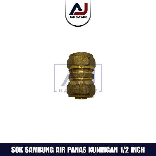 Sok Sambung Kuningan 1/2 Inch Fitting Sambungan Pipa Air Panas Sok Sambung Instalasi Air Panas 1/2 Inch