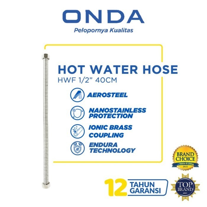 Flexible Hot Water Hose Onda 40 Cm Selang Fleksibel Air Panas Kaku 1/2"x1/2" 40cm