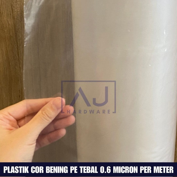 Plastik Cor Bening 1 Meter Plastik PE 0.6 Micron Lebar 1 Meter Plastik Bangunan Penutup Furniture