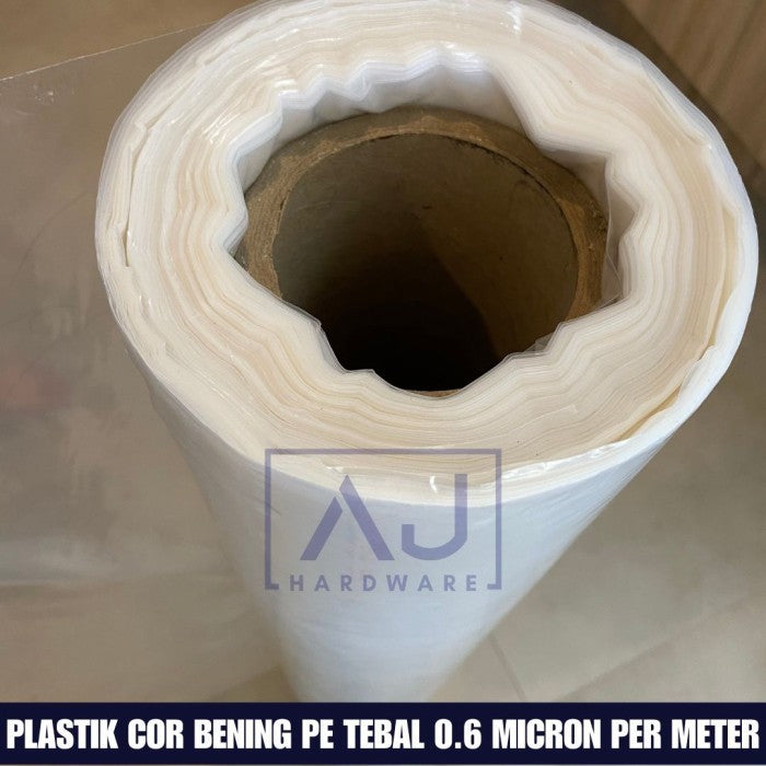 Plastik Cor Bening 1 Meter Plastik PE 0.6 Micron Lebar 1 Meter Plastik Bangunan Penutup Furniture