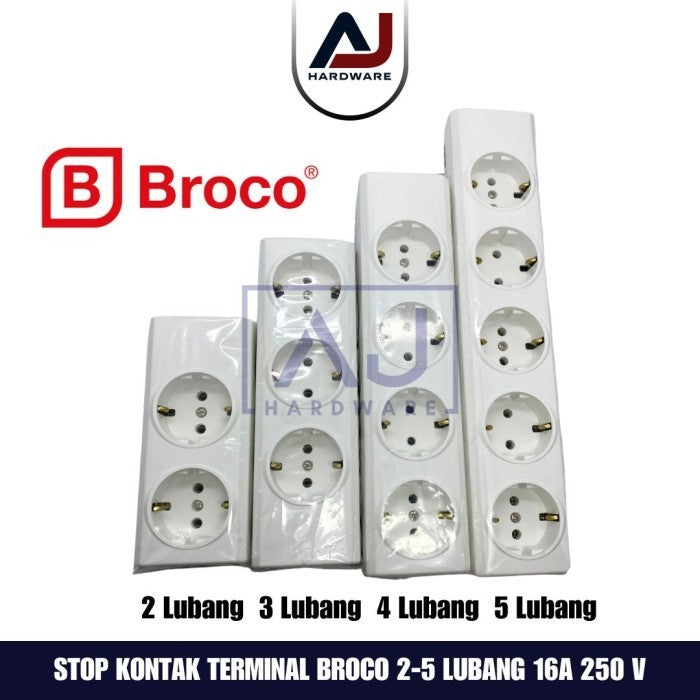 Stop Kontak Terminal Broco 2 Lubang 16A 250V SNI 15321 Arde Colokan