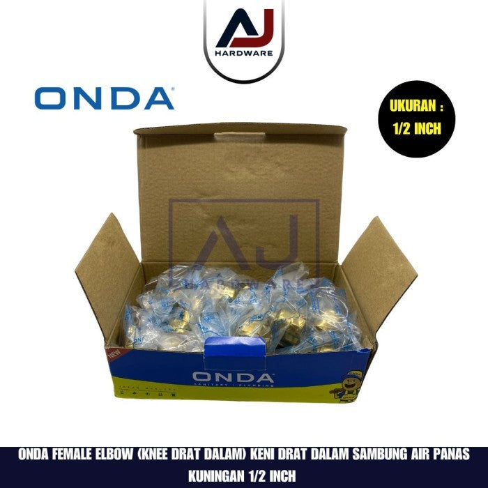 Knee Drat Dalam 1/2 Inch Onda Female Elbow Brass Fitting Pipa Air Panas 1/2 Inch Kuningan Keni Drat Dalam Sambung Kuningan