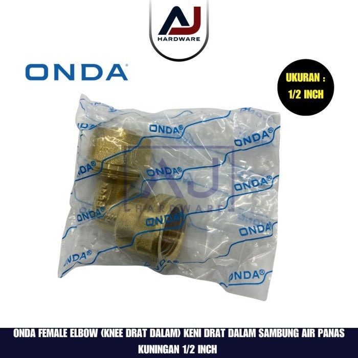 Knee Drat Dalam 1/2 Inch Onda Female Elbow Brass Fitting Pipa Air Panas 1/2 Inch Kuningan Keni Drat Dalam Sambung Kuningan