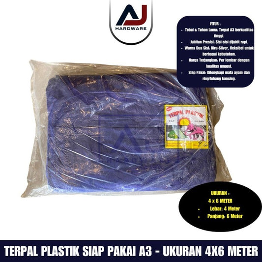 Terpal Plastik A3 4X6 Meter Kualitas Terbaik dengan Harga Pabrik Terpal Jadi untuk Kolam, Tenda, dan Proyek Outdoor