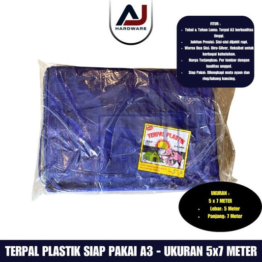 Terpal Plastik A3 5X7 Meter Kualitas Terbaik dengan Harga Pabrik Terpal Jadi untuk Kolam, Tenda, dan Proyek Outdoor