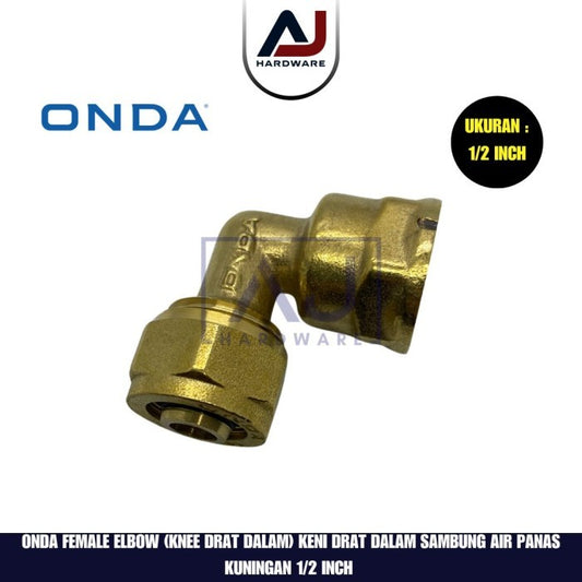 Knee Drat Dalam 1/2 Inch Onda Female Elbow Brass Fitting Pipa Air Panas 1/2 Inch Kuningan Keni Drat Dalam Sambung Kuningan