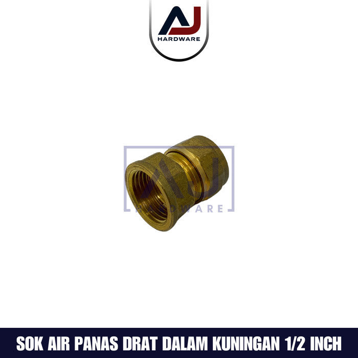 Sok Drat Dalam Kuningan 1/2 Inch Fitting Sambungan Pipa Air Panas Sok Drat Dalam Instalasi Air Panas 1/2 Inch