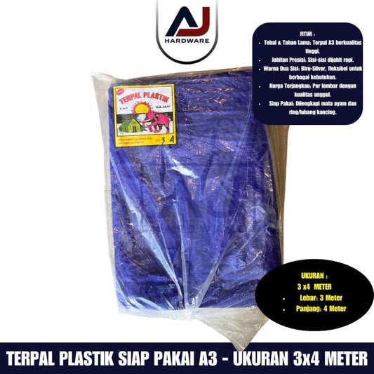 Terpal Plastik A3 3x4 Meter Kualitas Terbaik dengan Harga Pabrik Terpal Jadi untuk Kolam, Tenda, dan Proyek Outdoor