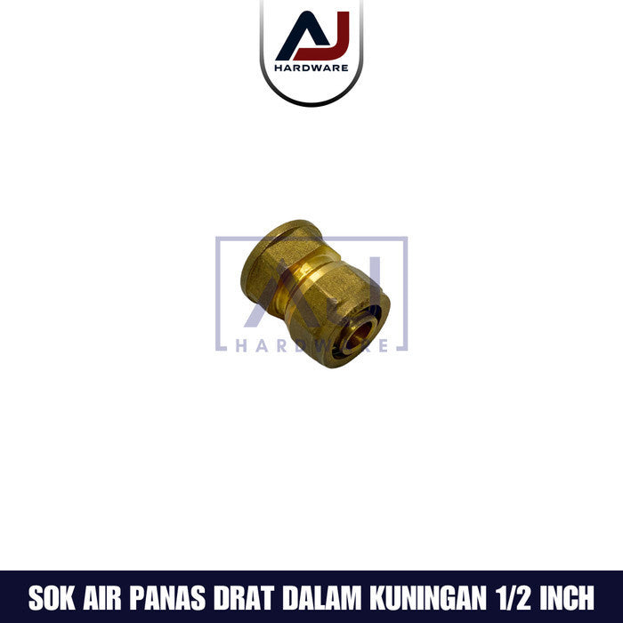 Sok Drat Dalam Kuningan 1/2 Inch Fitting Sambungan Pipa Air Panas Sok Drat Dalam Instalasi Air Panas 1/2 Inch