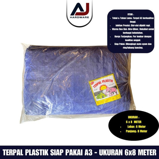 Terpal Plastik A3 6X8 Meter Kualitas Terbaik dengan Harga Pabrik Terpal Jadi untuk Kolam, Tenda, dan Proyek Outdoor